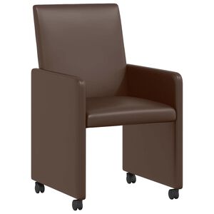 vidaXL Matstolar med hjul 2 st Konstl&auml;der Brun 57 x 66 x 94 cm