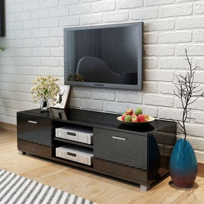 vidaXL Tv-bänk högglans svart 140x40,5x35 cm