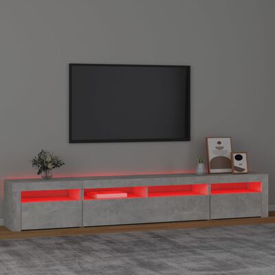 vidaXL Tv-bänk med LED-belysning betonggrå 240x35x40 cm
