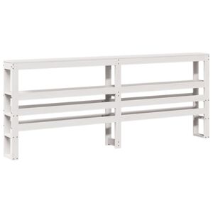 vidaXL Huvudgavel med hyllor vit 200 cm massiv furu