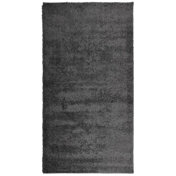 vidaXL Ryamatta PAMPLONA l&aring;ng lugg modern antracit 80x150 cm