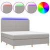 vidaXL Rams&auml;ng med madrass & LED ljusgr&aring; 160x200 cm tyg