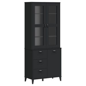 vidaXL Vitrinsk&aring;p VIKEN svart 80x40x190 cm massiv furu