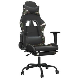 vidaXL Gamingstol med massage och fotst&ouml;d svart kamouflage konstl&auml;der