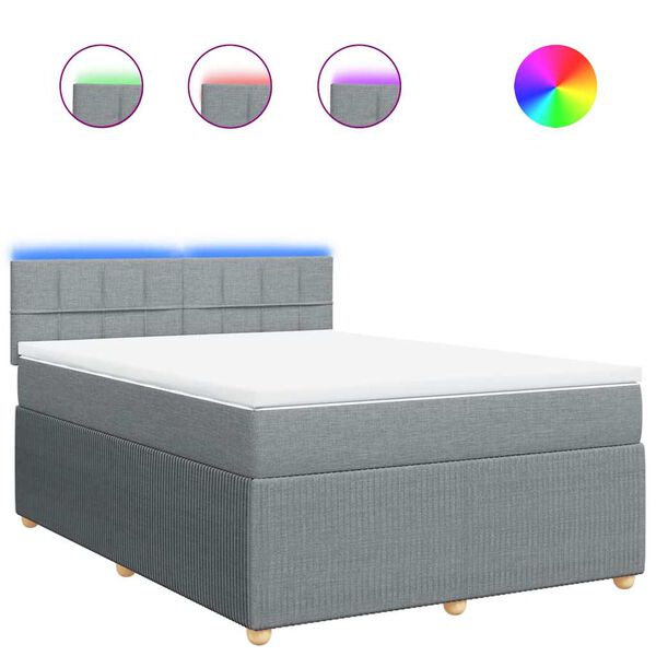 vidaXL Rams&auml;ng med madrass ljusgr&aring; 140x200 cm tyg