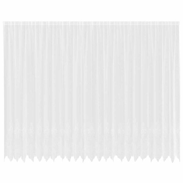 vidaXL Spetsgardin med gardiner Blommor Vit 260 x 600 cm Polyester