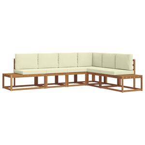 vidaXL Utomhussoffset med kudde 6 Stycke Naturlig och Gr&auml;dde