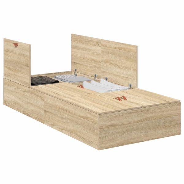 vidaXL F&ouml;rvaringss&auml;ngram Sonoma-ek 90 x 200 cm Konstruerat tr&auml;