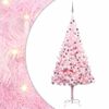 vidaXL Belyst plastgran med kulor rosa 210 cm PVC