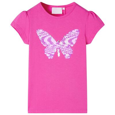T-shirt med formade ärmar för barn mörkrosa 92