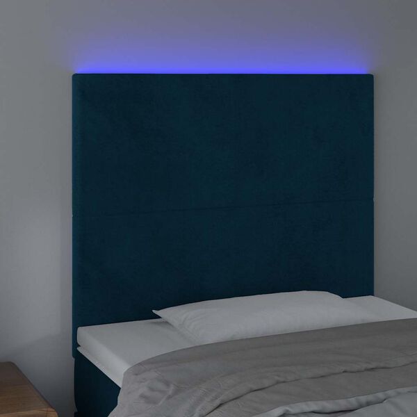 vidaXL S&auml;nggavel LED m&ouml;rkbl&aring; 80x5x118/128 cm sammet