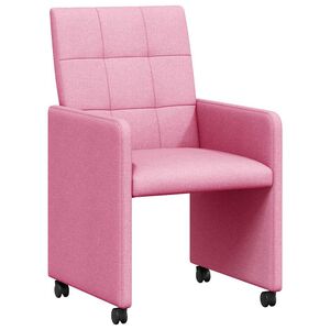 vidaXL Matstolar med hjul 2 st tyg Rosa 58 x 65 x 94 cm