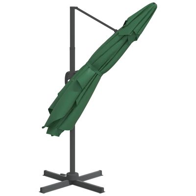 vidaXL Frihängande parasoll med aluminiumstång grön 300x300 cm