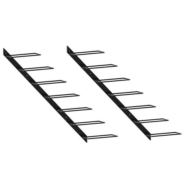 vidaXL V&auml;ggmonterade vinst&auml;ll f&ouml;r 14 flaskor 2 st svart metall