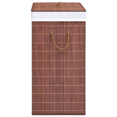 vidaXL Tvättkorg bambu med 2 sektioner brun 100 L