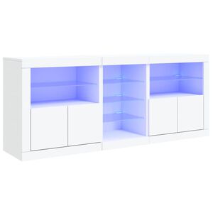 vidaXL Sk&auml;nk med LED-belysning vit 162x37x67 cm