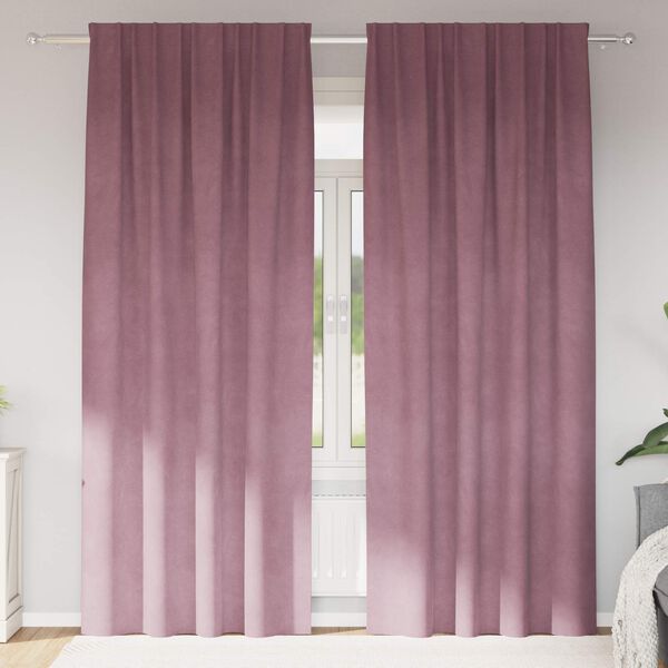 vidaXL M&ouml;rkl&auml;ggningsgardiner 2 pcs M&ouml;rkrosa 140 x 245 cm Sammet