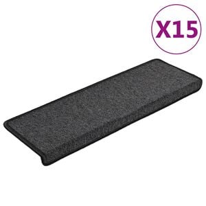 vidaXL Trappmattor 15 st 65x21x4 cm antracit rektangul&auml;r kant