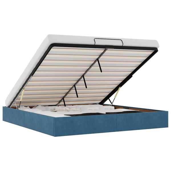 vidaXL Ottoman s&auml;ngram utan madrass m&ouml;rkbl&aring; 160x200 cm sammet