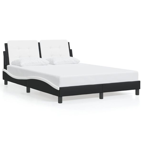 vidaXL Bed Frame without Mattress "Zadar" Black and White 140x200 cm Faux Leather