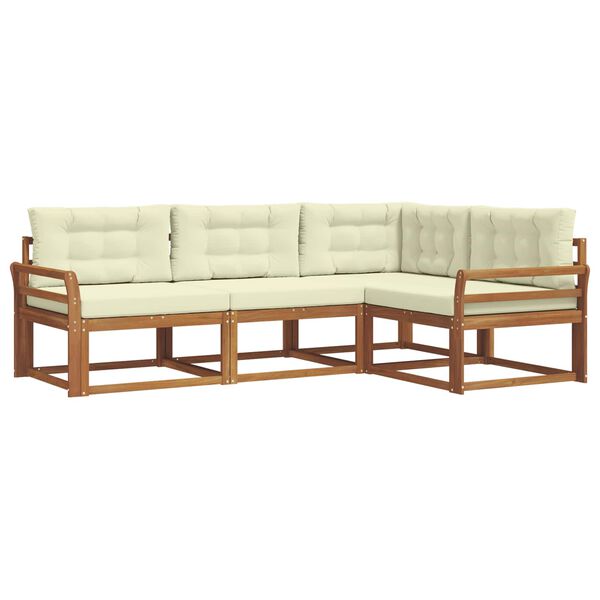 vidaXL Utomhussoffset med kudde 4 pcs Naturlig och Gr&auml;dde