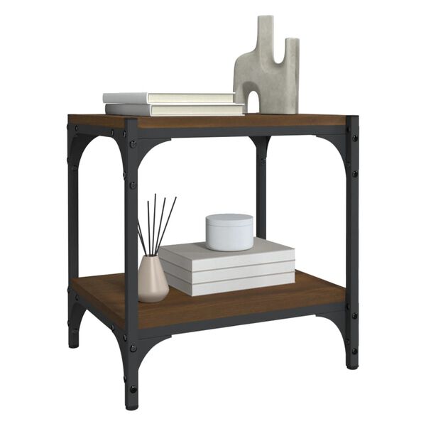 vidaXL Tv-bänk brun ek 40x33x41 cm konstruerat trä och stål