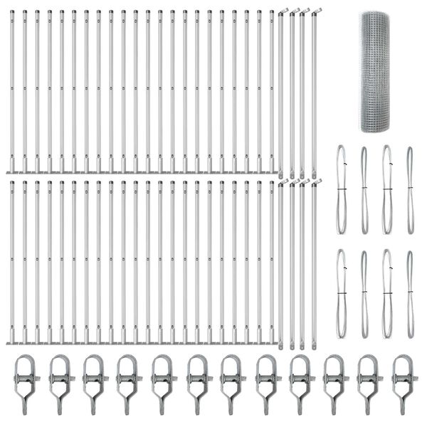 vidaXL St&auml;ngselstolpe Silver 100 x 0,5 m (25 x 25 mm n&auml;t) St&aring;l