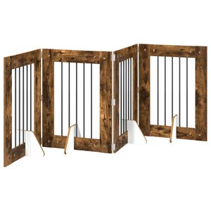 vidaXL F&auml;llbar hundgrind med stativ 4 st R&ouml;kt ek 241 cm