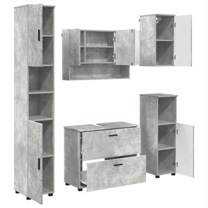 vidaXL Badrumsm&ouml;belset 5 st Betonggr&aring; 35 x 30 x 192 cm