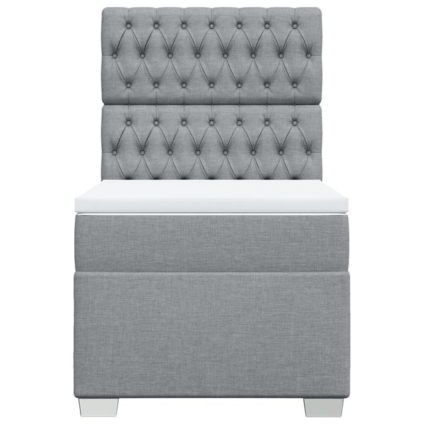 vidaXL Rams&auml;ng med madrass ljusgr&aring; 90x200 cm tyg