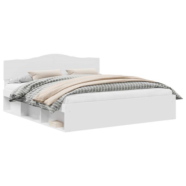 vidaXL S&auml;ngram med huvudgavel Vit 180 x 200 cm Massiv furu