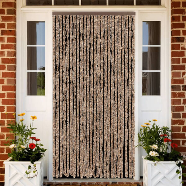 vidaXL Insektsgardin beige och mörkbrun 100x200 cm chenille