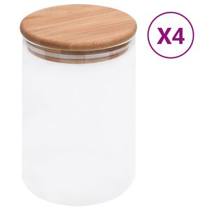 vidaXL F&ouml;rvaringsburkar i glas med bambulock 4 st 800 ml