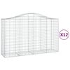 vidaXL Gabioner b&aring;gformade 12 st 200x50x120/140 cm galvaniserat j&auml;rn