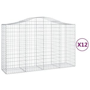 vidaXL Gabioner b&aring;gformade 12 st 200x50x120/140 cm galvaniserat j&auml;rn