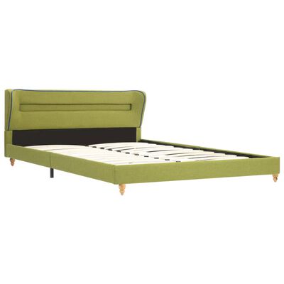 vidaXL Säng med LED och memoryskummadrass grön tyg 140x200 cm