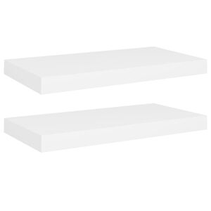 vidaXL Sv&auml;vande v&auml;gghyllor 2 st vit 50x23x3,8 cm MDF