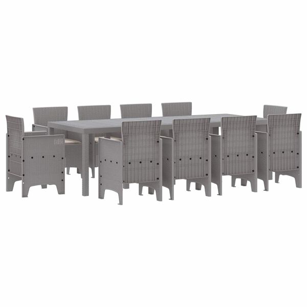vidaXL Tr&auml;dg&aring;rdsm&ouml;belset 11 pcs Ljusgr&aring; Polypropylen