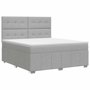 vidaXL Kontinentals&auml;ng med madrass Ljusgr&aring; 160 x 200 cm Tyg