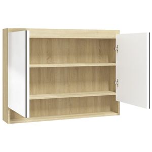 vidaXL Spegelsk&aring;p f&ouml;r badrum vit och ek 80x15x60 cm MDF