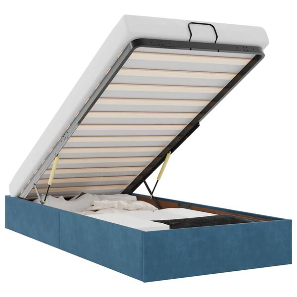 vidaXL Ottoman sängram utan madrass mörkblå 90x190 cm sammet