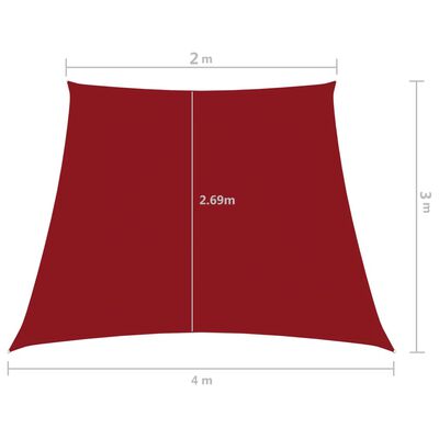 vidaXL Solsegel oxfordtyg trapets 2/4x3 m röd
