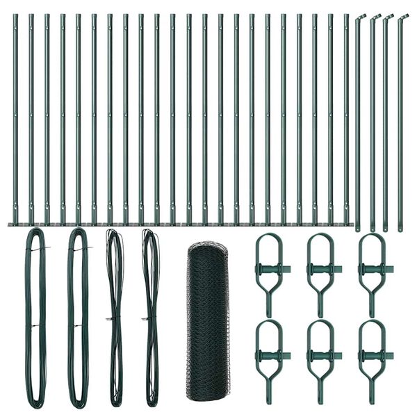 vidaXL Staket med stolpar Gr&ouml;n 0.8 x 50 m PVC-belagd st&aring;l