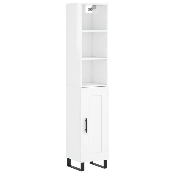 vidaXL H&ouml;gsk&aring;p vit h&ouml;gglans 34,5x34x180 cm konstruerat tr&auml;