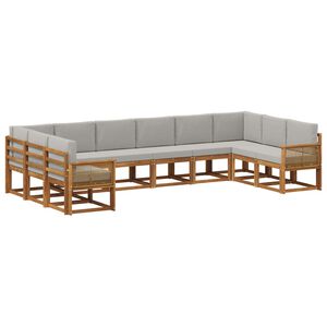 vidaXL Utomhussoffset 10 pcs Naturlig och ljusgr&aring; Massivt Akaciatr&auml;