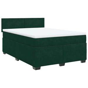 vidaXL Rams&auml;ng med madrass m&ouml;rkgr&ouml;n 140x200 cm sammet