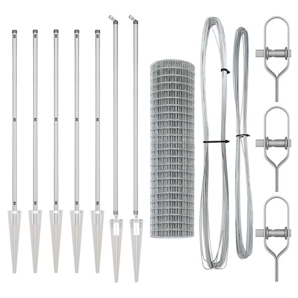 vidaXL St&auml;ngsel med stolpe Silver 1,2 x 10 m St&aring;l