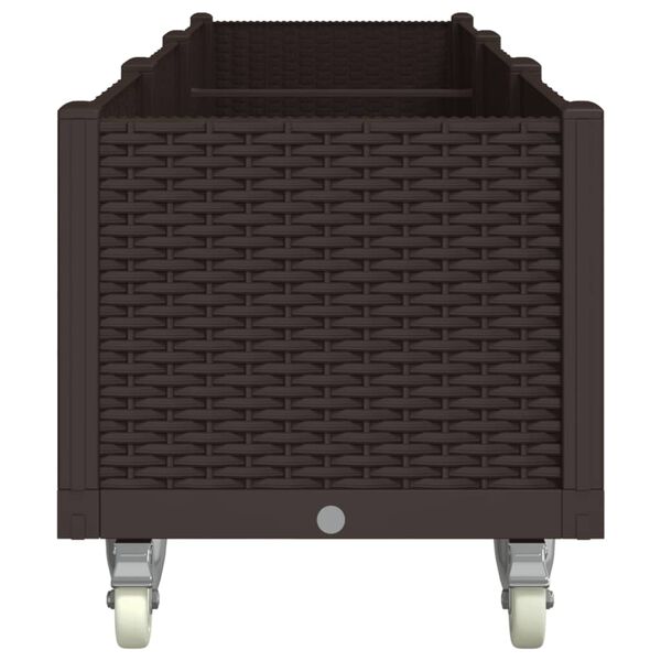vidaXL Odlingsl&aring;da med hjul brun 240x50x54 cm PP
