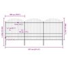 vidaXL Tr&auml;dg&aring;rdsstaket med spjuttopp st&aring;l 537x200 cm svart