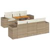 vidaXL Matgrupp f&ouml;r tr&auml;dg&aring;rden med dynor 7 delar beige konstrotting